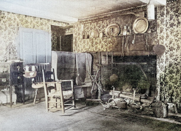 老照片：壁炉房间图片下载