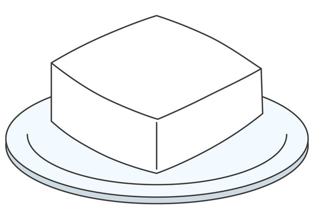 豆腐块盘子矢量图，富含蛋白质的传统日式大豆食品，健康素食食材，适用于饮食餐、有机农业、亚洲美食及营养项目，是烹饪图示和健康概念的完美素材图片下载