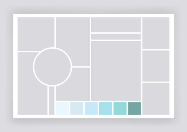 照片拼贴模板。专辑品牌展示板，作品集图片集。情绪板背景。马赛克相框。画廊横幅。矢量图图片下载
