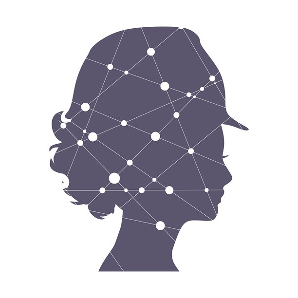 自信的建筑女主管，头戴安全帽，成熟的民用工程师，留有复制空间。项目管理、工程与安全检查。点状线条。图片下载