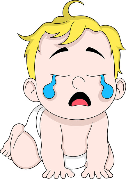 哭泣的男婴卡通插画图片下载