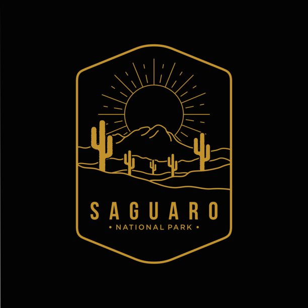 萨瓜罗国家公园徽章贴纸图标线条艺术插画图片下载