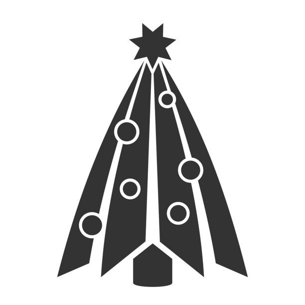 圣诞树图标。带有圣诞元素的圣诞树剪影。挂满可爱装饰物的圣诞树。卡片、海报、背景的现代设计。新年扁平化符号。矢量插画图片下载