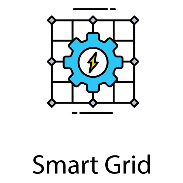 智能电网插画，描绘现代能源系统技术和电力分配。图片下载