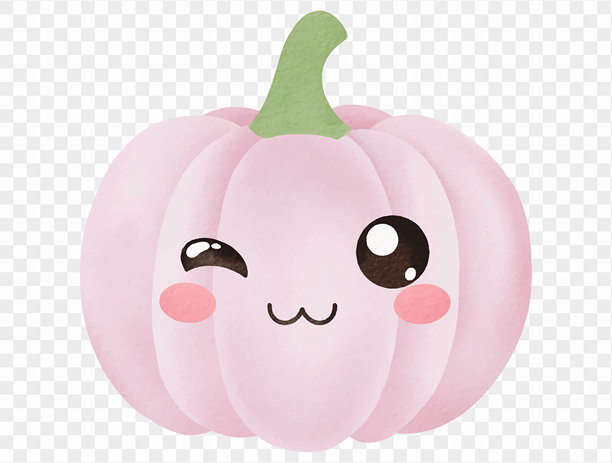 可爱的粉色南瓜，日系甜美风格，万圣节节日插画矢量图。图片下载
