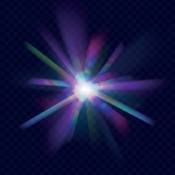 水晶漏光特效，用于照片叠加。空灵镜头彩虹光痕透明效果。矢量插画。虹彩水晶漏光眩光反射效果。图片下载