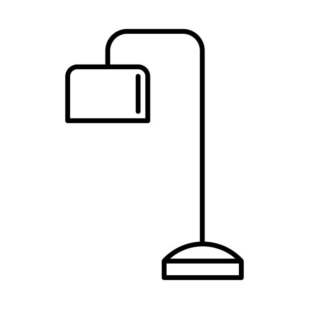 落地灯图标。家居装饰元素细线插画。图片下载
