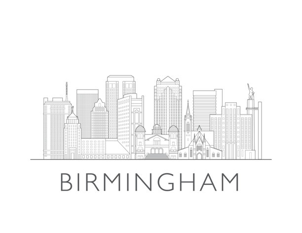伯明翰阿拉巴马州城市风光插画天际线图图片下载
