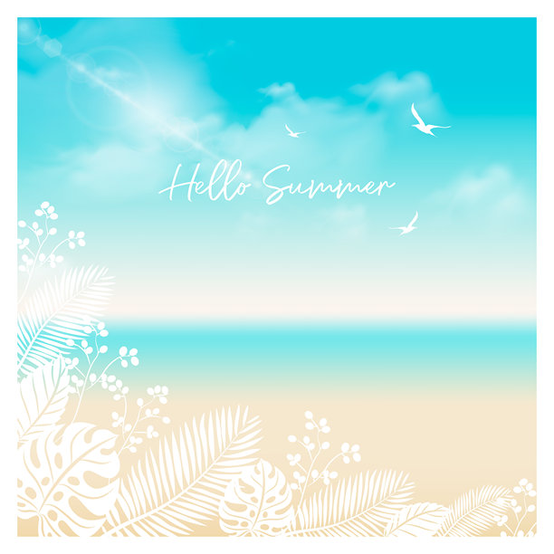 你好夏天字母矢量插画背景图片下载