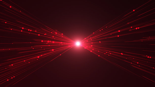 4K数字赛博空间，带有粒子和数字数据网络连接及光效。高速连接和数据分析技术数字抽象背景概念。可无缝循环的4K图库照片图片下载