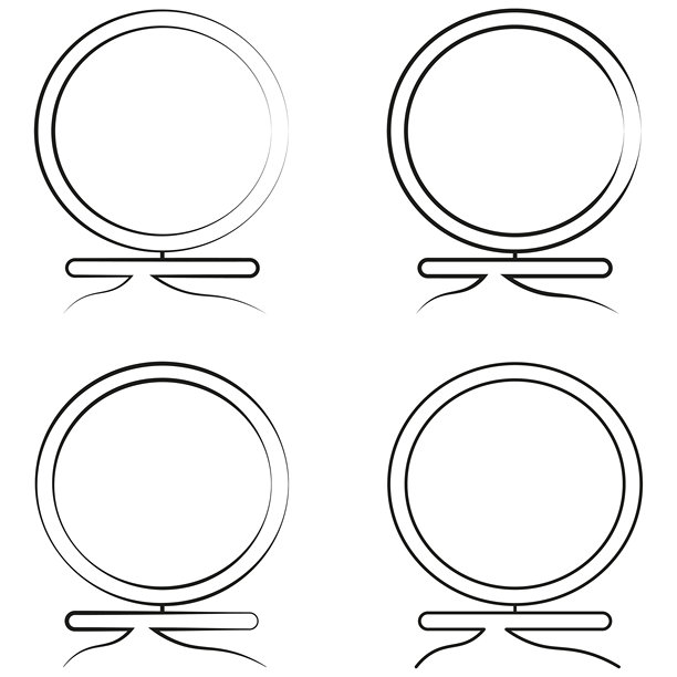 极简风格的圆形画框样机，带有空白内空间和时尚的支架设计，非常适合展示艺术品或摄影作品。图片下载