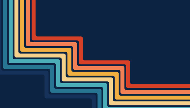 彩虹阶梯状条纹抽象矢量背景。1970年代复古未来主义风格。适用于海报、墙壁艺术、横幅和3D透视复古插画的壁纸。图片下载