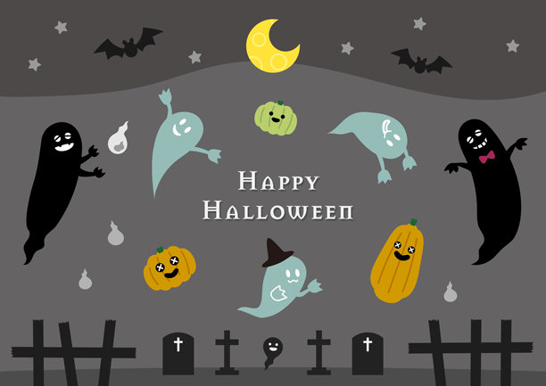 万圣节插画素材集边框可爱时尚图片下载