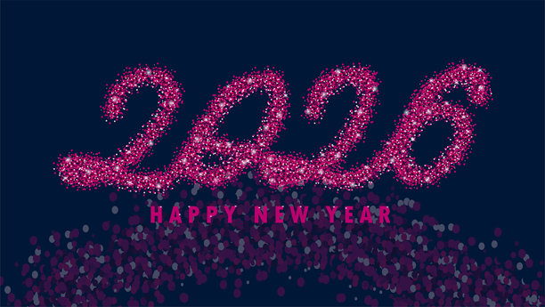 2026新年背景设计，闪光效果矢量插画，适用于新年派对庆祝、社交媒体帖子、现代风格设计素材图片下载