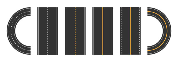 街道和道路插画。城市地图的矢量元素。矢量黑色汽车道路图标集。公路符号。图片下载