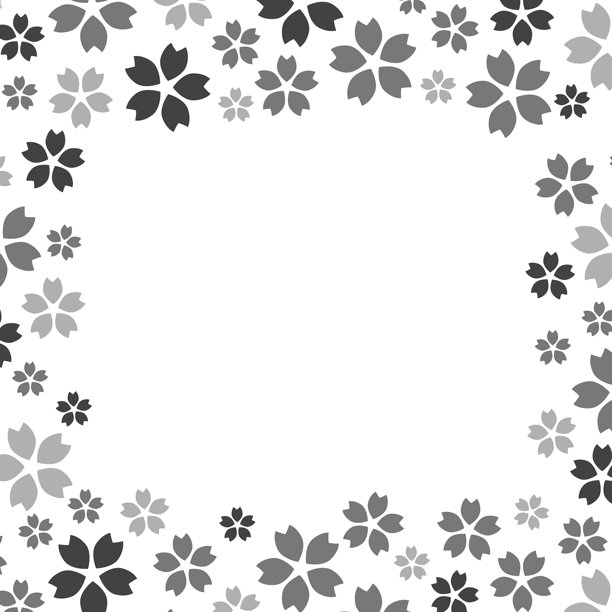 单色樱花花瓣边框插画。图片下载