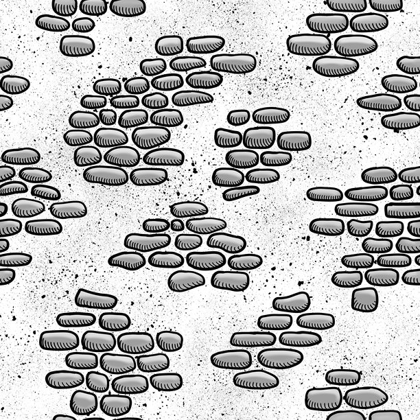 无缝手绘石材质感卡通墙插画图片下载