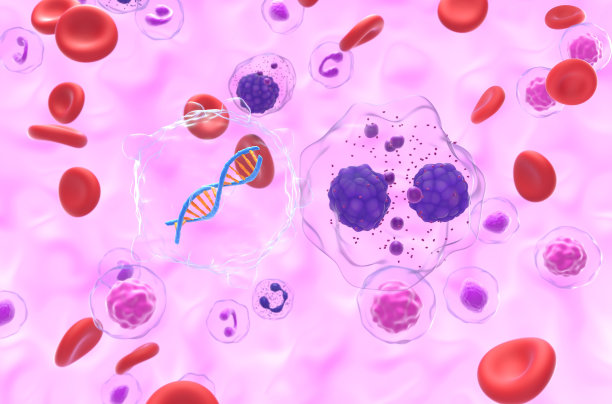 多发性骨髓瘤（MM）中的基因疗法 - 特写视角三维插画图片下载