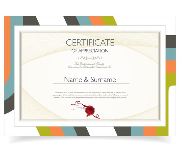 简约的感谢状边框模板。荣誉文凭。证书或文凭复古设计模板，插画素材图片下载