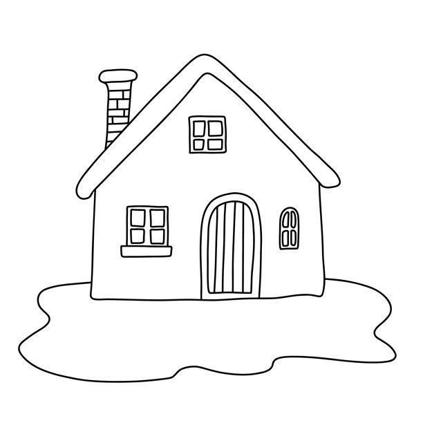 可爱的房子涂鸦插画，非常适合涂色页、儿童项目、矢量线条。图片下载