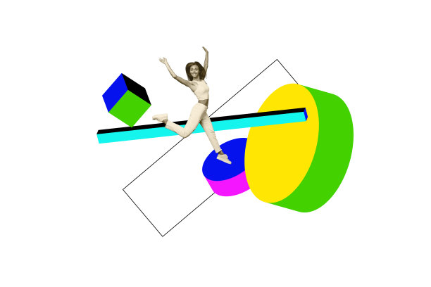 艺术节奏表演者编舞现代舞年轻女子微笑解决问题的3D照片拼贴趋势组合模板，对象人物图片下载