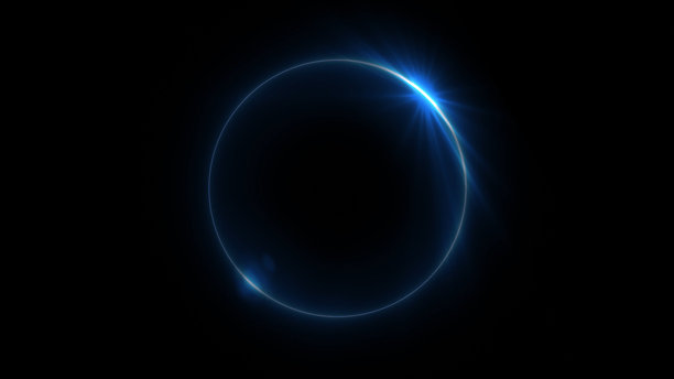 圆形霓虹灯边框日食，带发光光束 - 4K 素材照片图片下载