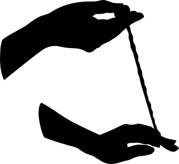 白底黑影，描绘了双手、马栗种子和绳子，这是传统康科斯游戏的插画。图片下载