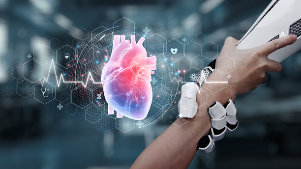 人类与机器人握手，背景有DNA图标。健康。 

分析：
- “Salubrious” 在此语境下意为“有益健康的”，翻译为“健康”是简洁且符合图片意境的。
- 整个句子流畅自然，符合中文的表达习惯。

修订：
无需要修订，翻译准确且自然。图片下载