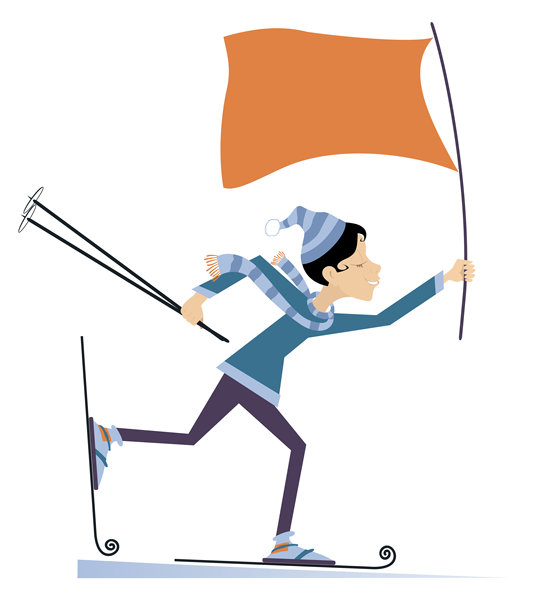 冬季运动。年轻女子滑雪图片下载