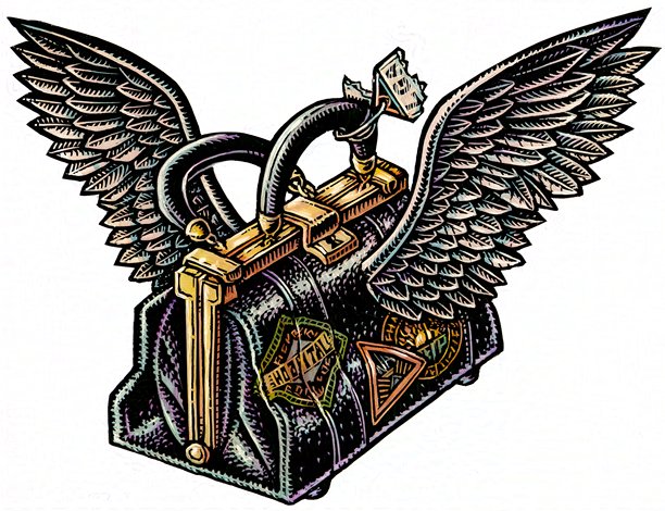 许多医生和护士会为了临时的客座职位而旅行，或为工作而搬迁。这幅插画描绘了一个老式黑色皮质的医用包，长着翅膀，并挂着行李牌，象征着他们的旅程。图片下载