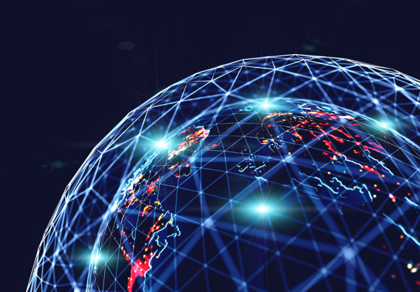 未来感的背景，包含地球和太空。三维插画。图片下载