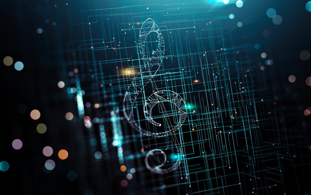 抽象的数字音乐背景。云音乐。3D插画图片下载