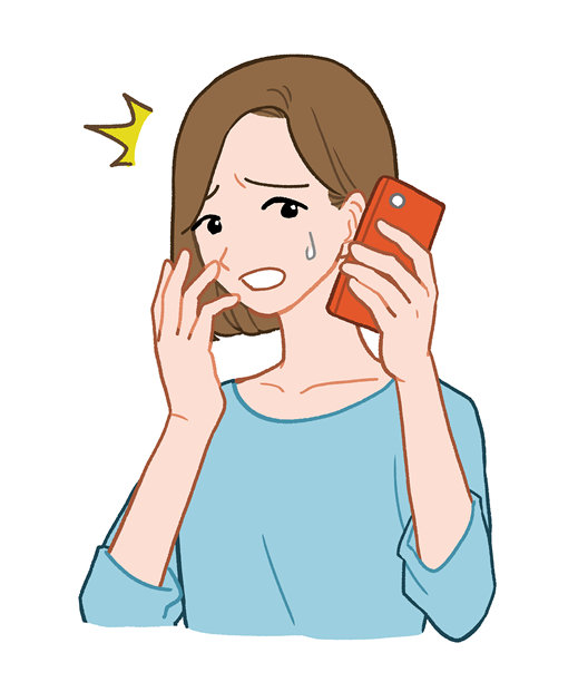 一名年轻女子在用智能手机通话时表现出震惊的插画图片下载