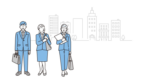 招聘西装的男女矢量插画图片下载