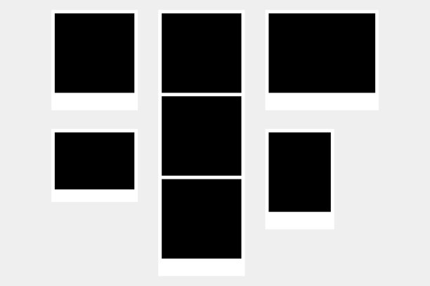 照片拼贴组合模板，包含不同的专辑照片。空的相框。写实照片卡片相框模型，透明背景，矢量图。图片下载