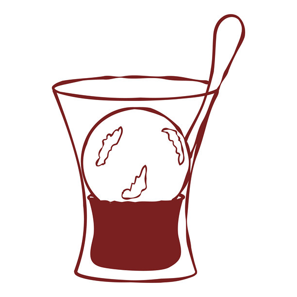 极简阿芙佳朵插画，轮廓风格，咖啡杯，冰淇淋勺，意大利甜点，单色线条图片下载