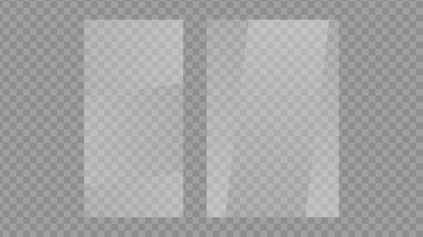 写实清晰的平板玻璃、窗户或镜子素材，带有透明背景图片下载