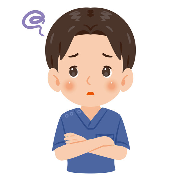 穿着蓝色手术服的烦恼男人，上半身插画图片下载