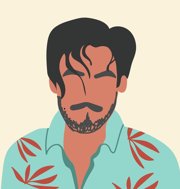 抽象男人，肖像。手绘矢量插画。图片下载