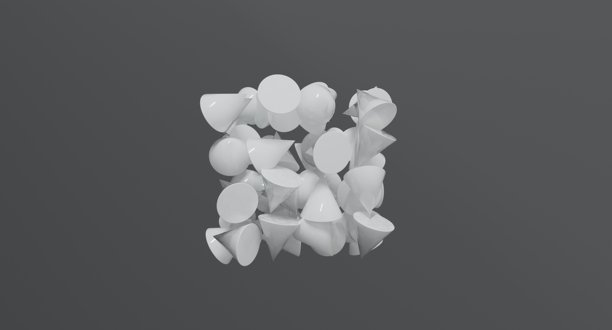 抽象三维几何图形，以极简的未来主义构图排列，适用于现代品牌设计、创意项目、产品可视化和数字抽象插画。图片下载