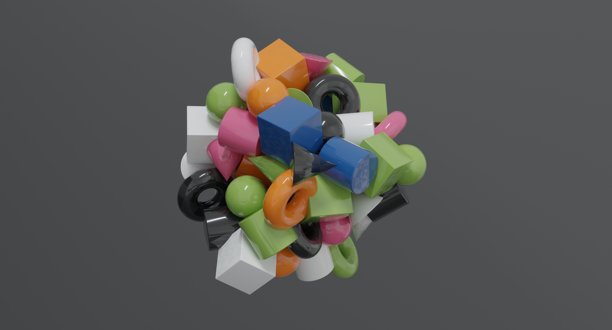 抽象的三维构图，由鲜艳的几何形状和大胆的色彩构成，形成一个极简的未来主义结构，非常适合设计项目、创意品牌和数字艺术插画概念。图片下载