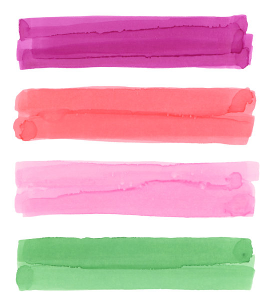 手绘线条素描、晕染笔触。毡尖笔、水彩马克笔纹理污渍，孤立在白色背景上。粉色、绿色。图片下载