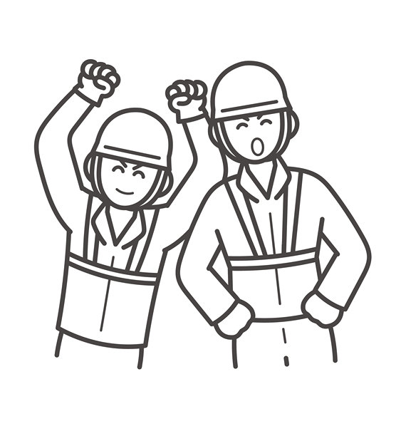 两名年轻充满活力的男性土木工程师的插画，线条画。图片下载