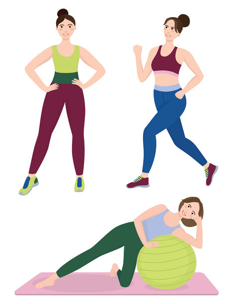 女性健身活动插画图片下载