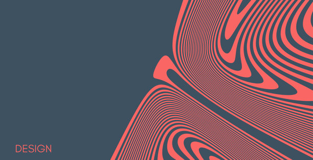 迷幻图案，线条扭曲变形，几何条纹背景。用于宣传册、年度报告、杂志、海报、演示文稿、宣传单或横幅的3D矢量插画。图片下载