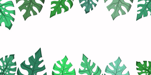 白色背景上带有彩色异国树枝的花卉画框。华丽边框，饰有热带树叶。矢量图插画，适用于壁纸、海报、卡片。涂鸦风格。留有复制空间。图片下载