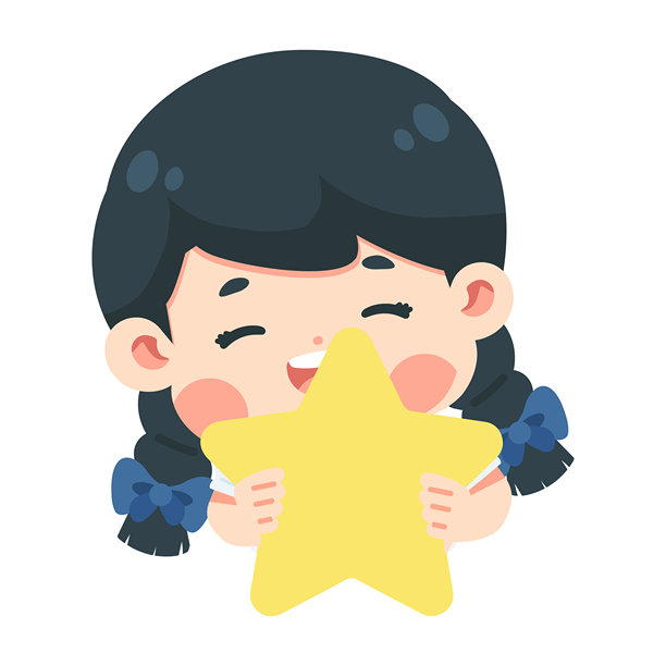 女孩拿着一颗星星的插画图片下载