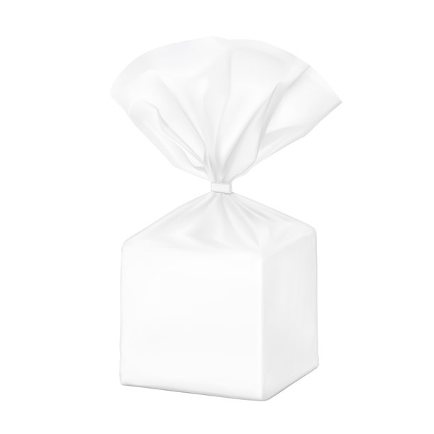 垂直透明包装袋带夹子，用于面包模型。图片下载