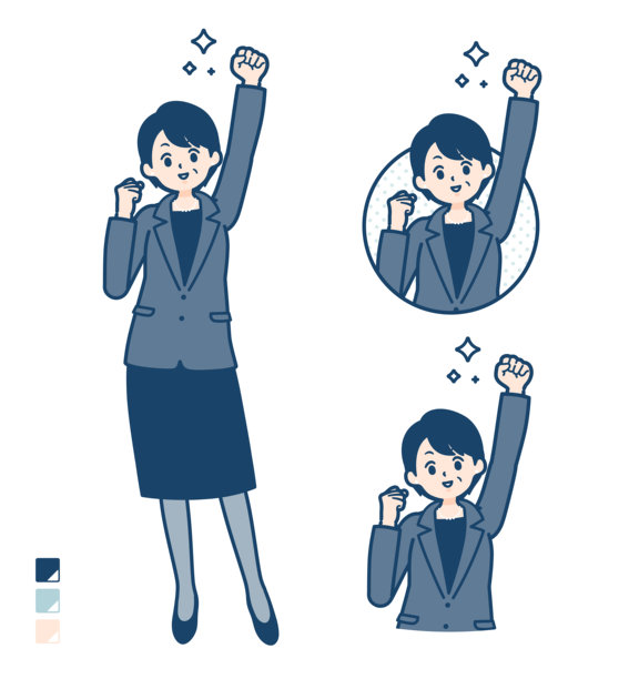 一位穿着西装的中年女商人在挥舞拳头，配有相关图片图片下载