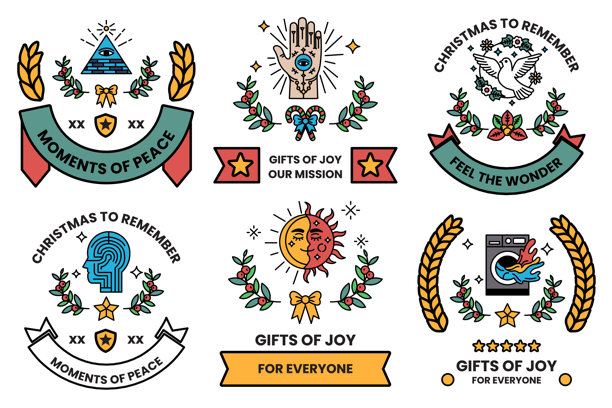 一套六张黑白图片，背景为白色图片下载